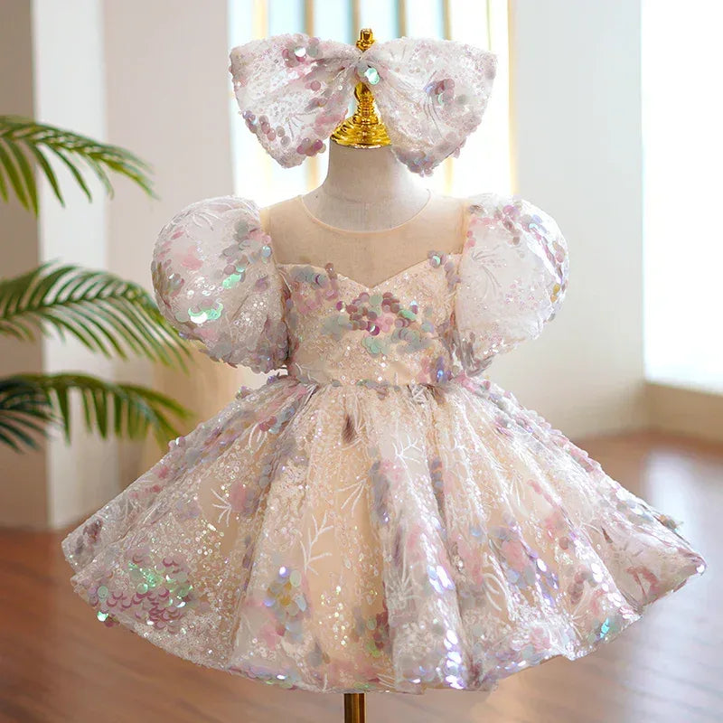 Baby Girl Gorgeous Colorful Sequins Dress Princess Party Dress - Tiny Glam
