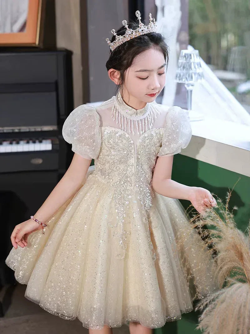 Light Luxury Minority Costume for Piano Performance Host Flower Girl Ball Dress - Tiny Glam