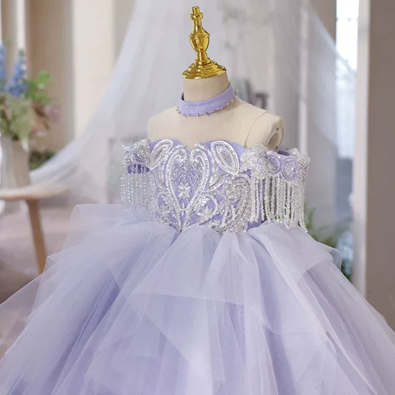 Purple Girl Formal Dresses Children Baptism Princess Dress - Tiny Glam