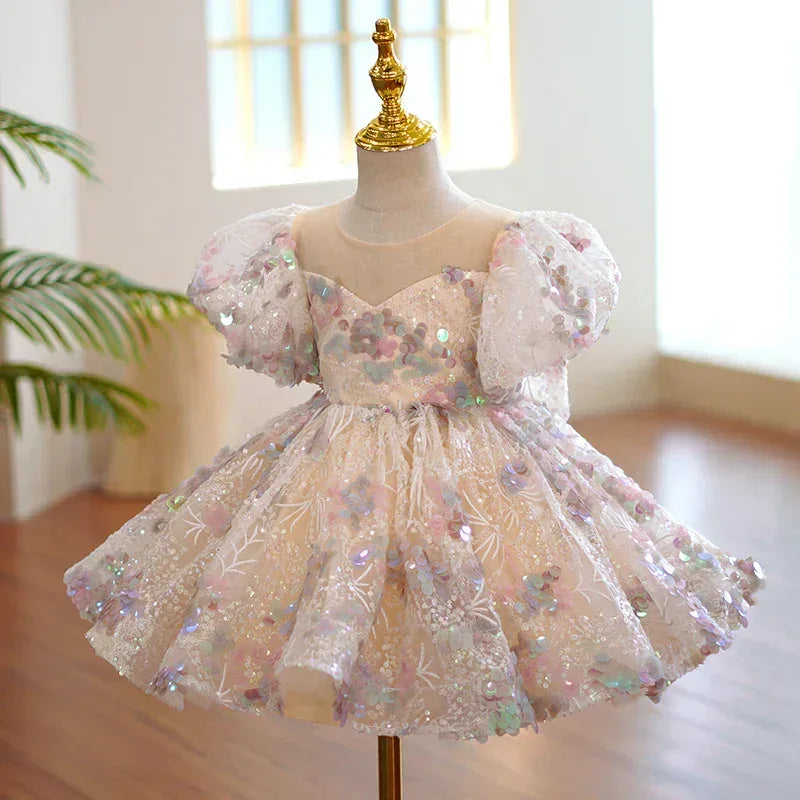 Baby Girl Gorgeous Colorful Sequins Dress Princess Party Dress - Tiny Glam