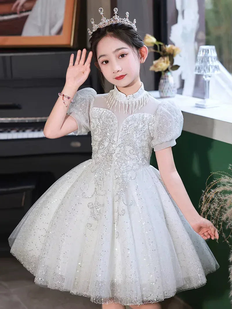 Light Luxury Minority Costume for Piano Performance Host Flower Girl Ball Dress - Tiny Glam