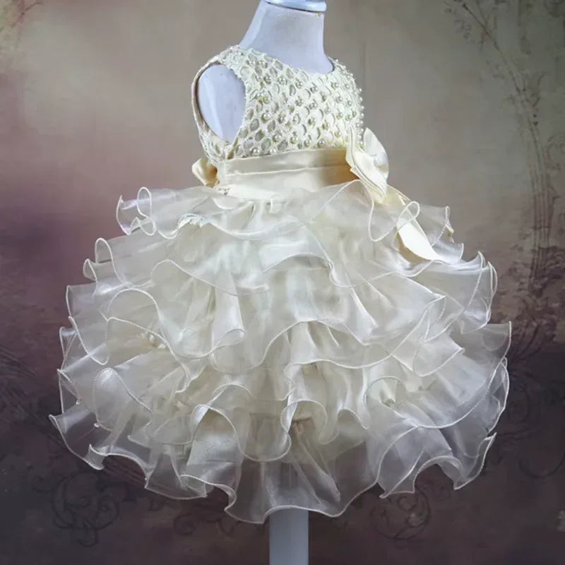 Tutu Beading Flower Baby Girl Dress - Tiny Glam