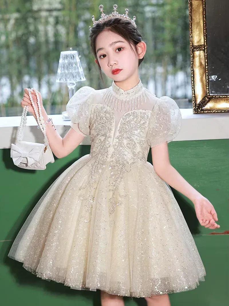 Light Luxury Minority Costume for Piano Performance Host Flower Girl Ball Dress - Tiny Glam