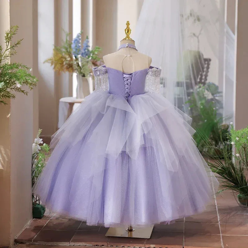 Purple Girl Formal Dresses Children Baptism Princess Dress - Tiny Glam