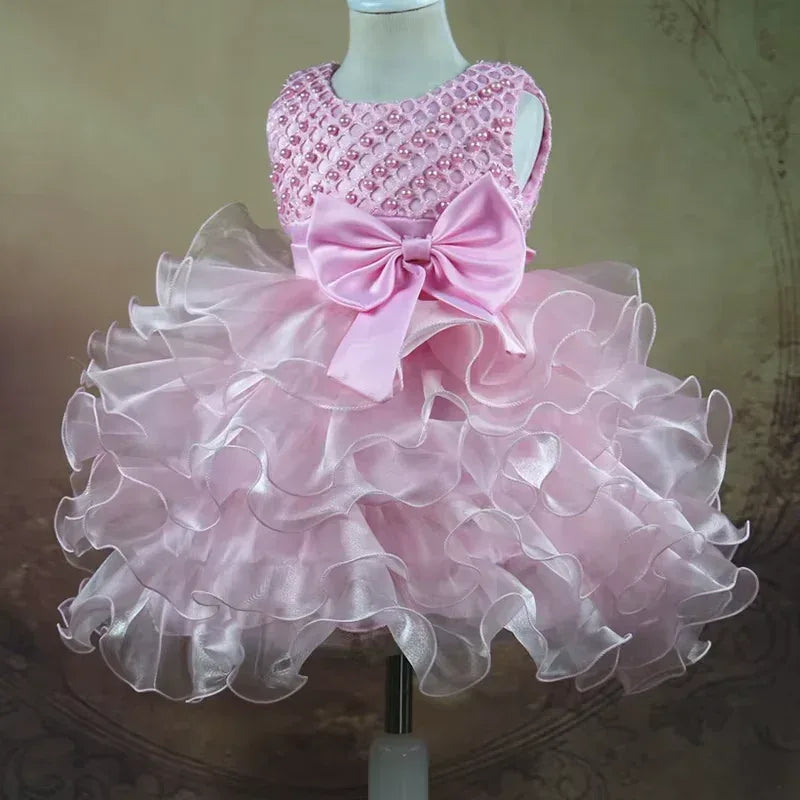 Tutu Beading Flower Baby Girl Dress - Tiny Glam