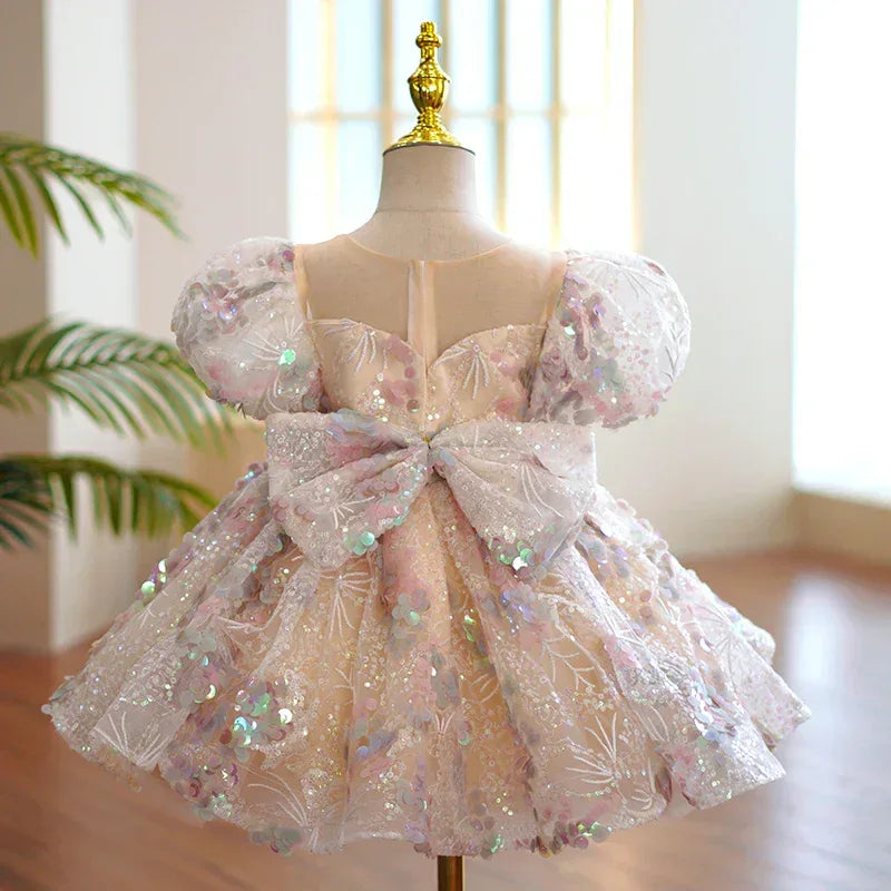 Baby Girl Gorgeous Colorful Sequins Dress Princess Party Dress - Tiny Glam