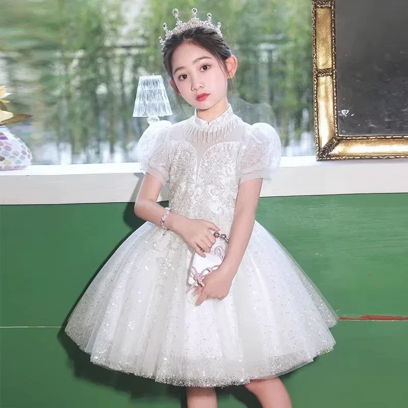 Light Luxury Minority Costume for Piano Performance Host Flower Girl Ball Dress - Tiny Glam