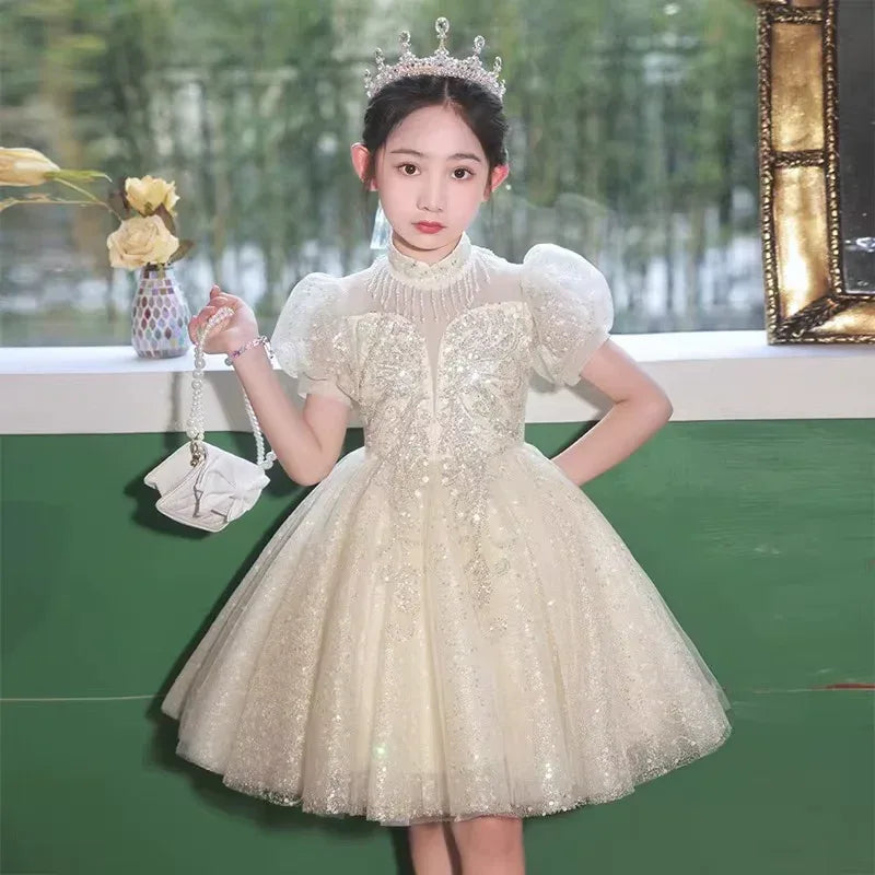 Light Luxury Minority Costume for Piano Performance Host Flower Girl Ball Dress - Tiny Glam