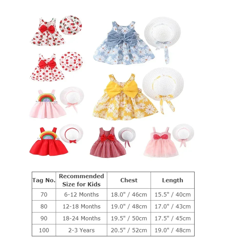 Bowknot Sundress with Straw Hat Set 18-24 Months Black - Plaid - Tiny Glam