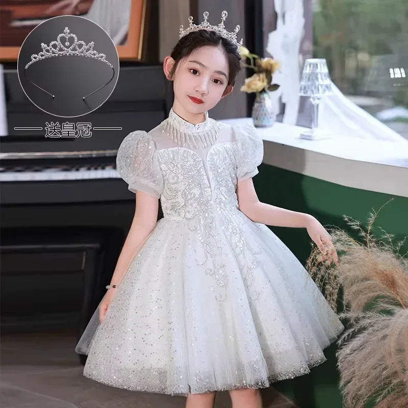 Light Luxury Minority Costume for Piano Performance Host Flower Girl Ball Dress - Tiny Glam