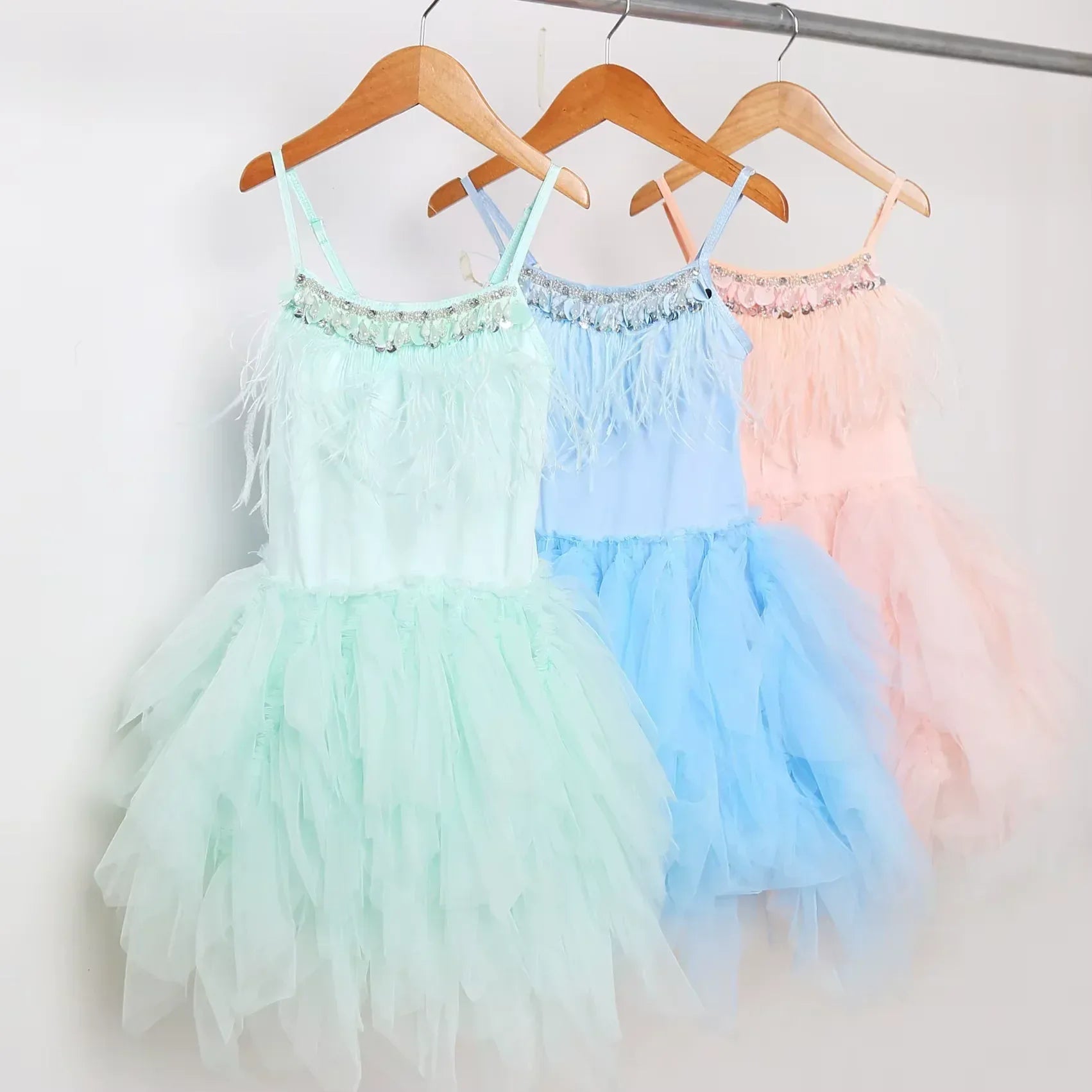 Elegant Feather Tassels Girls Dress - Tiny Glam
