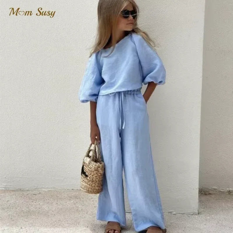 Fashion Baby Girl Linen Cotton Clothes Set Shirt+Pant 2Pcs Infant Toddler Child - Tiny Glam