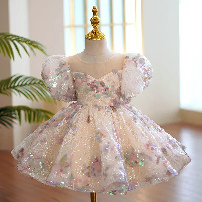 Baby Girl Gorgeous Colorful Sequins Dress Princess Party Dress - Tiny Glam