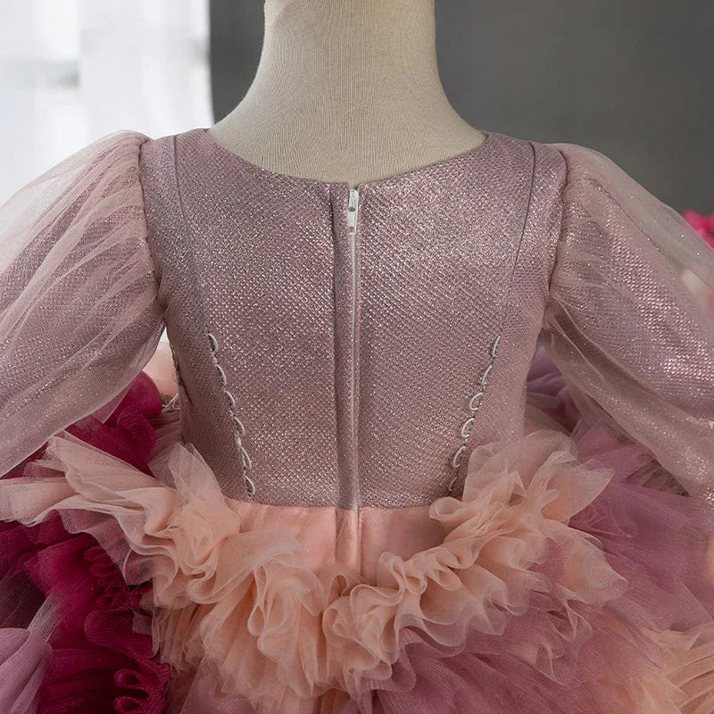 Baby Girl Vintage Embroidery Flower Petal Cake Fluffy Dress - Tiny Glam